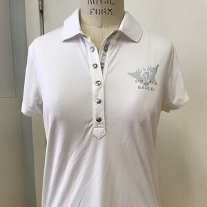 Daily Sports White Collared Athletic Polo Sz L